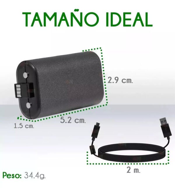 Pila Recargable Carga Y Juega Para Xbox One Con Cable - Imagen 3
