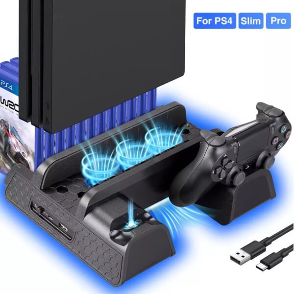 Base Enfriadora Compatible Ps4 Pro Slim Carga 2 Controles - Imagen 2