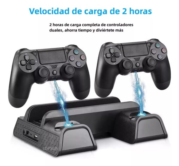 Base Enfriadora Compatible Ps4 Pro Slim Carga 2 Controles - Imagen 4