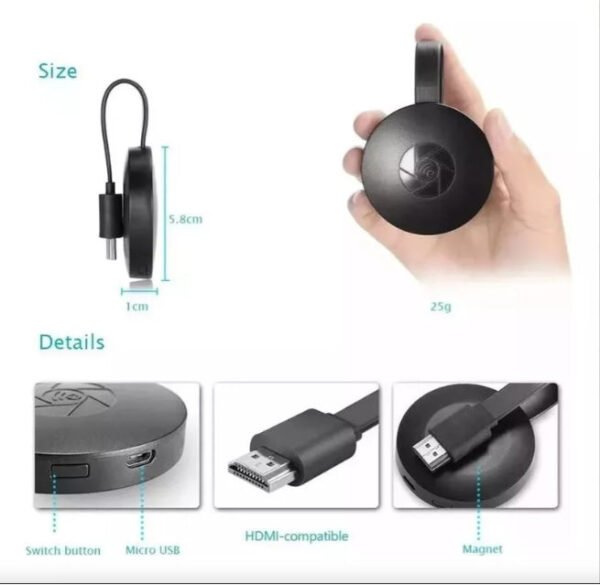 Crome Cast Mira Screen G2 Compatible con HDMI - Imagen 2