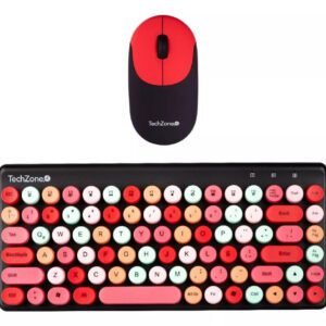 Teclado Y Mouse Inalámbrico Retro Teclas Removibles Negro