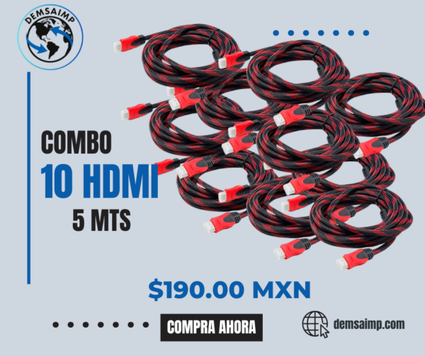 Combo 10 HDMI de 5 Mts