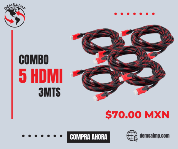 Paquete 5 HDMI 3MTS