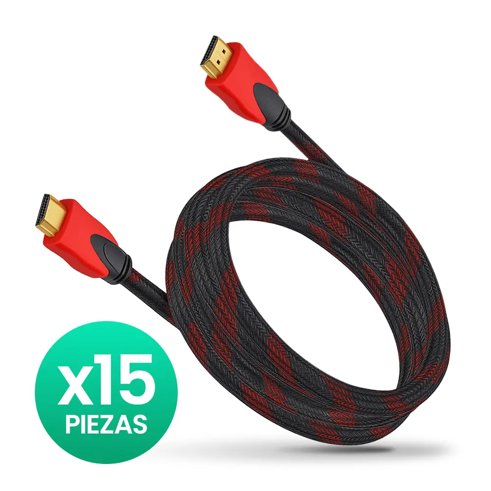 Combo HDMI 10m Cable Reforzado Demtech negro con rojo