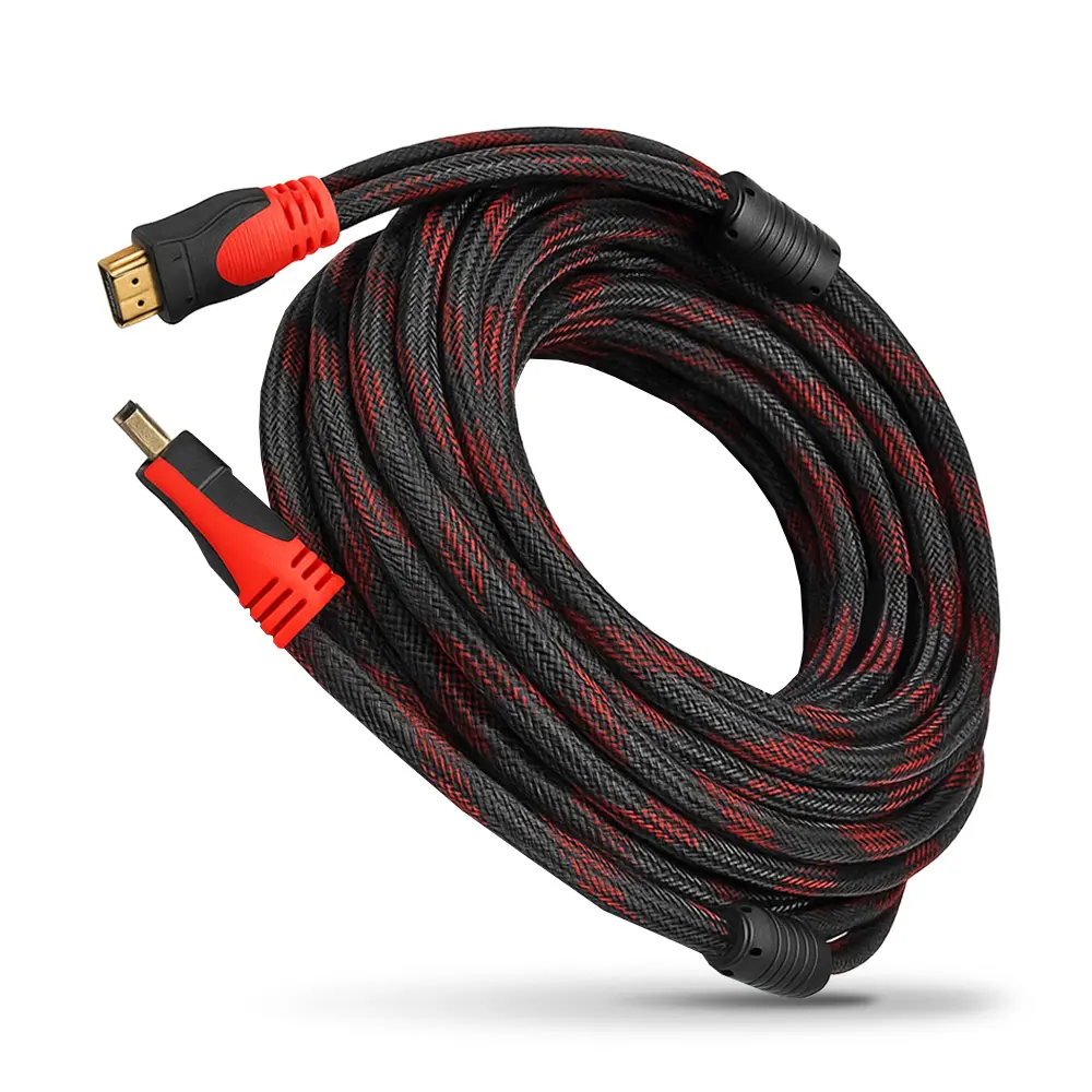 Cable HDMI 15m reforzado Demtech negro con rojo