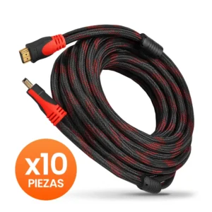 Combo HDMI 15m Cable Reforzado Demtech negro con rojo