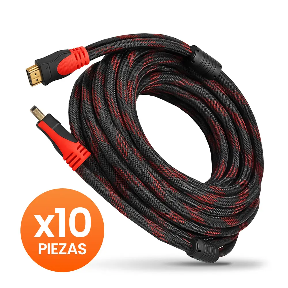 Combo HDMI 15m Cable Reforzado Demtech negro con rojo