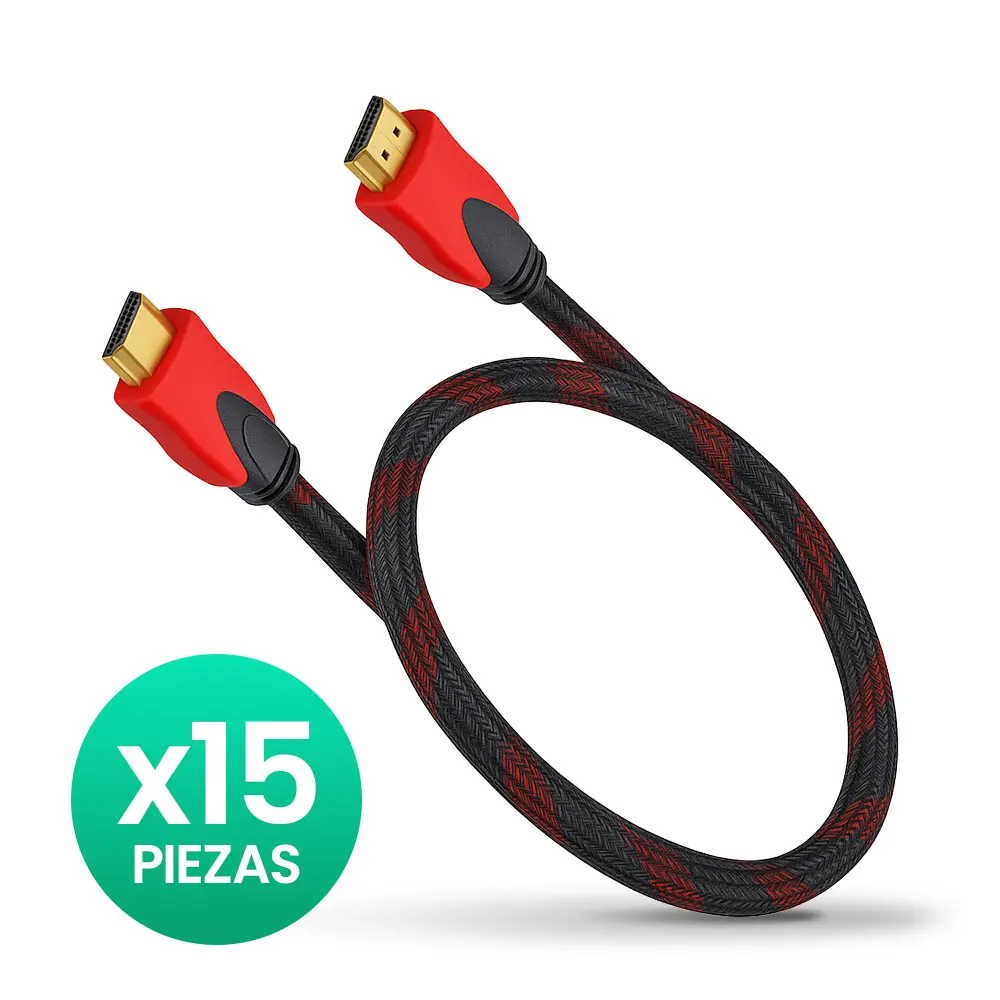 Combo HDMI 1.5m Cable Reforzado Demtech negro con rojo