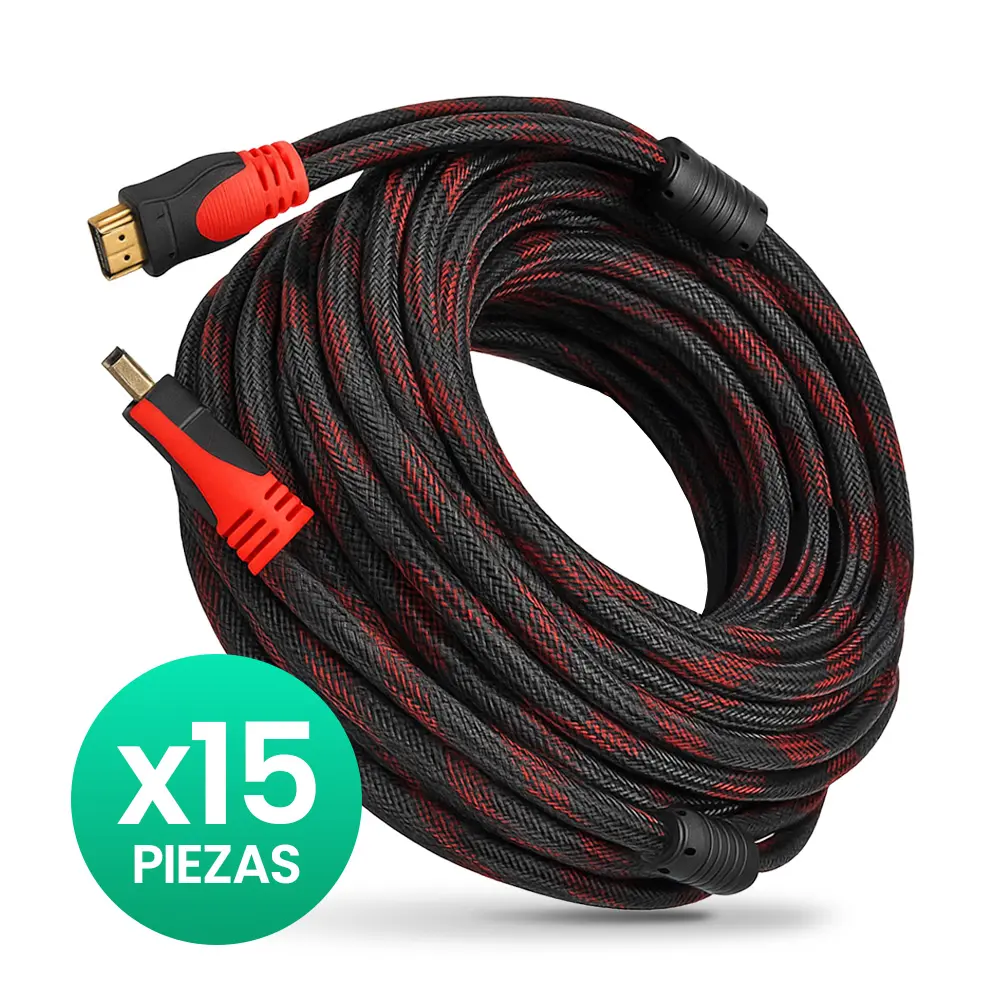 Combo HDMI 20m Cable Reforzado Demtech negro con rojo