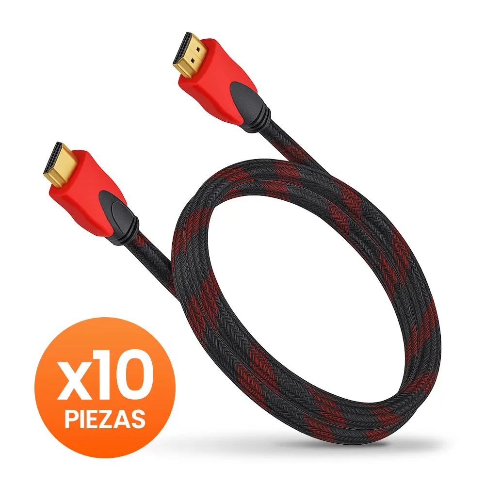 Combo HDMI 3m Cable Reforzado Demtech negro con rojo