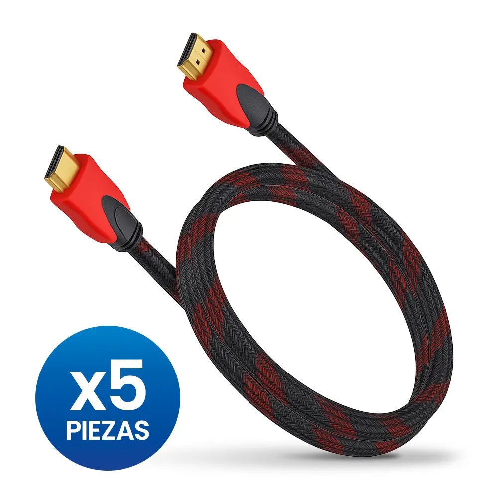 Combo HDMI 3m Cable Reforzado Demtech negro con rojo