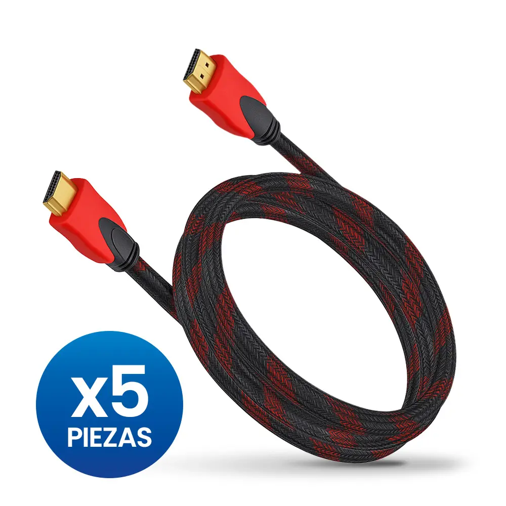 Combo HDMI 5m Cable Reforzado Demtech negro con rojo