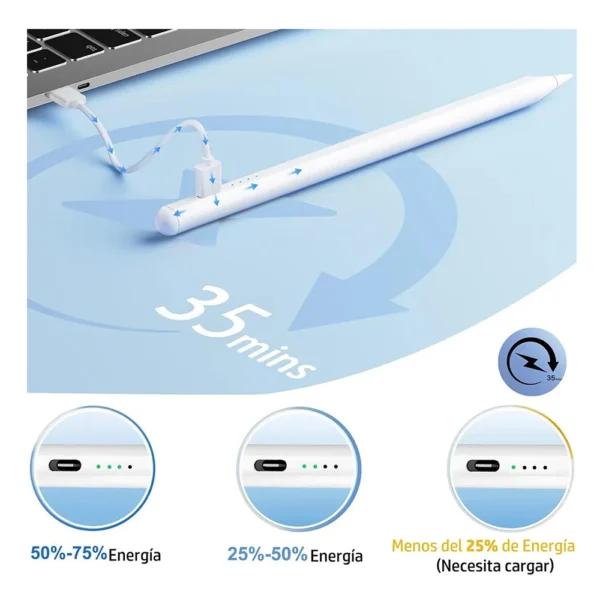 Lápiz óptico para iPad Universal blanco con carga rápida y base magnética