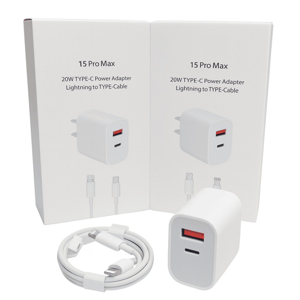 cargador Apple 20W iPhone 15 lightning a usb-c blanco