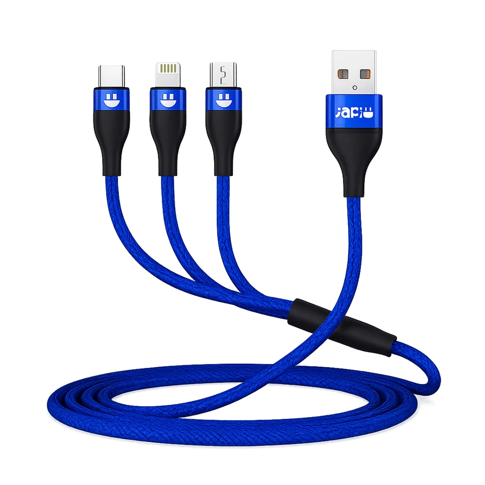 Cable 3 en 1 reforzado azul