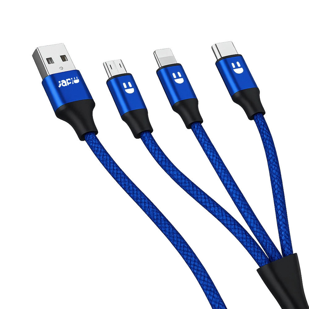 Cable 3 en 1 reforzado azul