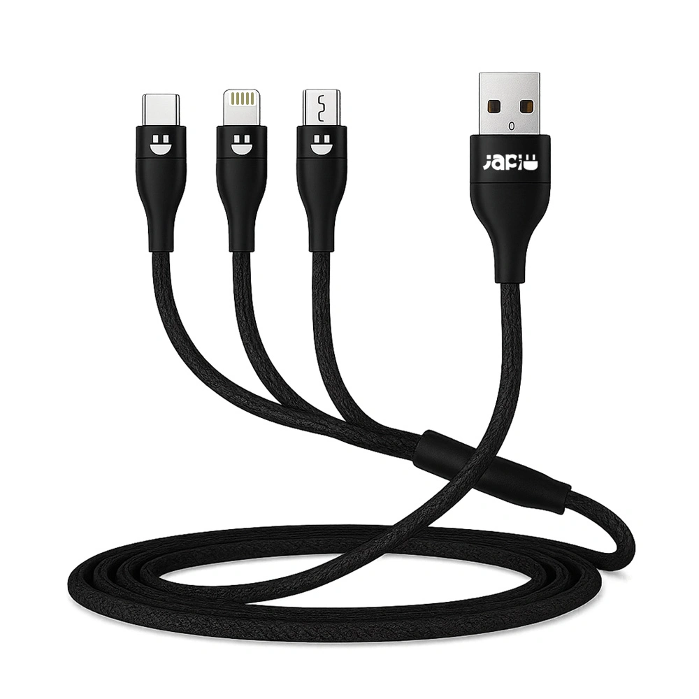 Cable 3 en 1 reforzado negro