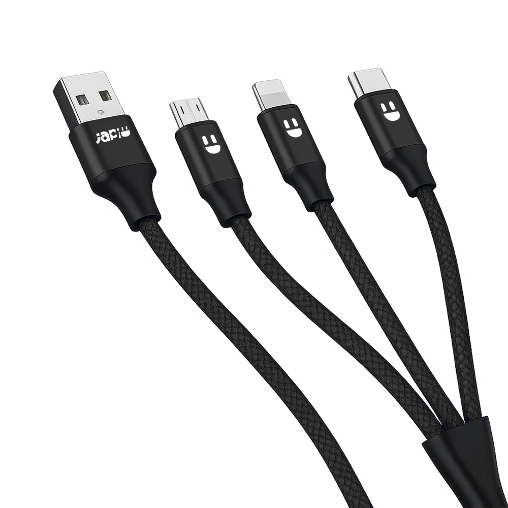 Cable 3 en 1 reforzado negro