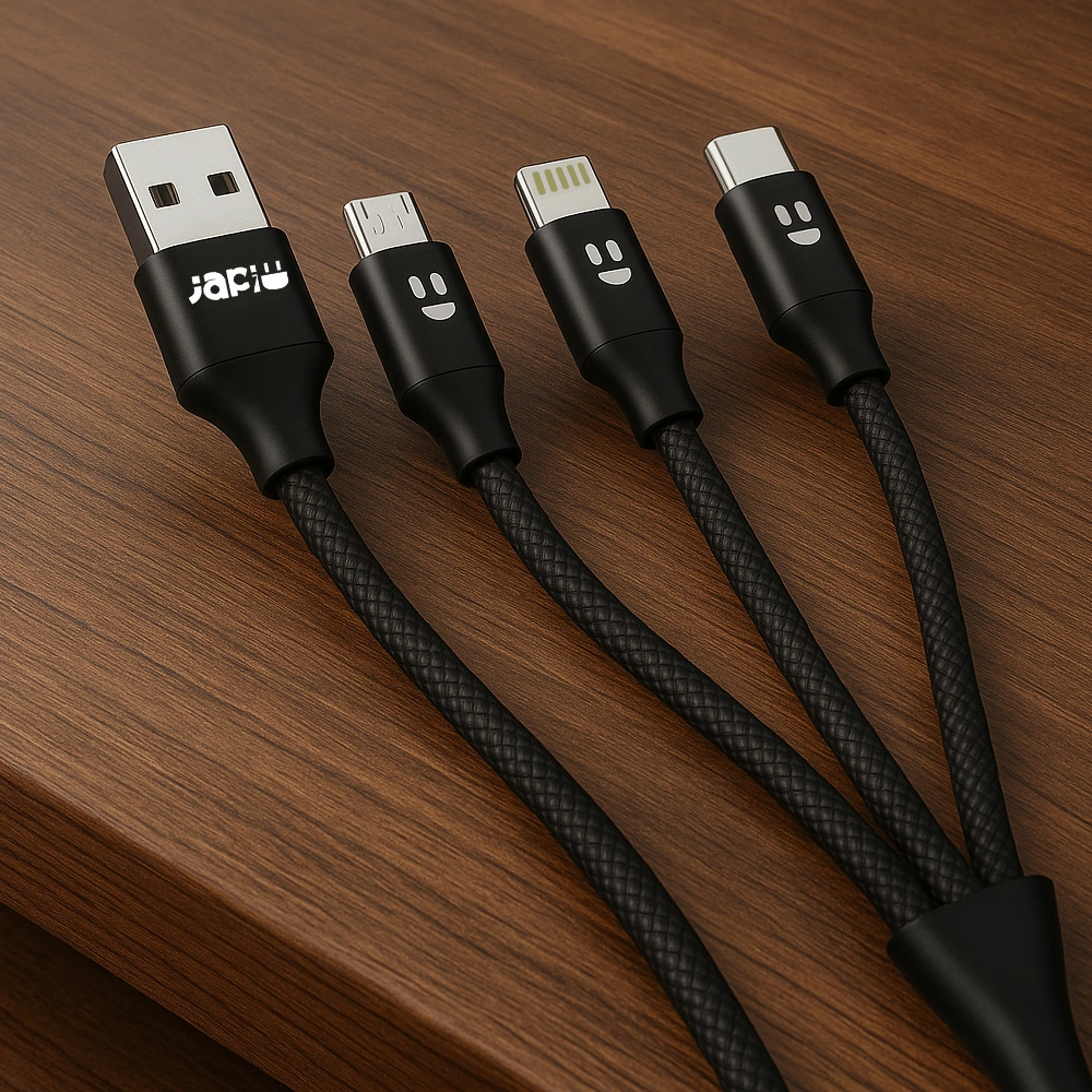 Cable 3 en 1 reforzado negro