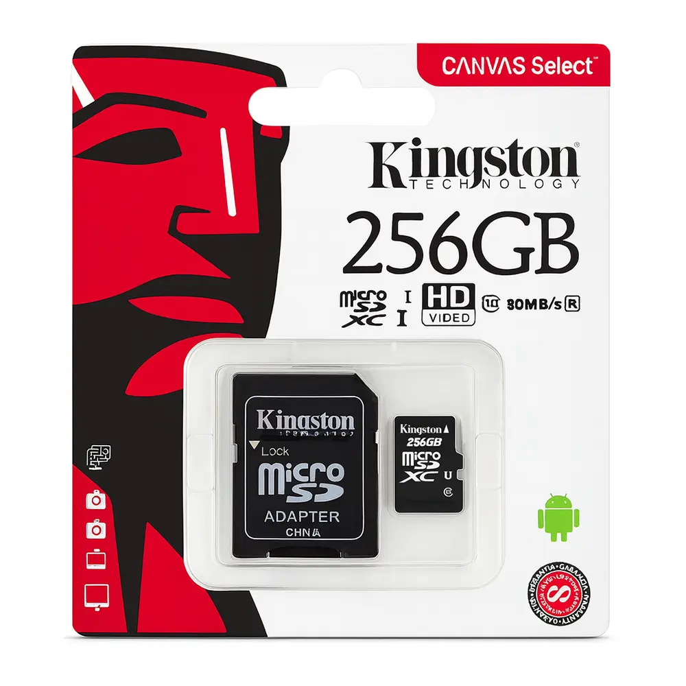 Tarjeta microSD Kingston 256GB Clase 10 con adaptador