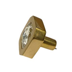 Perilla Decorativa Cuadrada con Cristal Facetado – Acabado Latón / Dorado