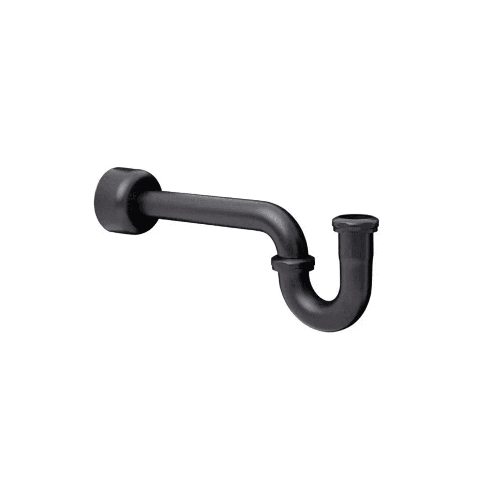 Sifón Decorativo Tipo P para Lavabo – Acabado Negro Mate